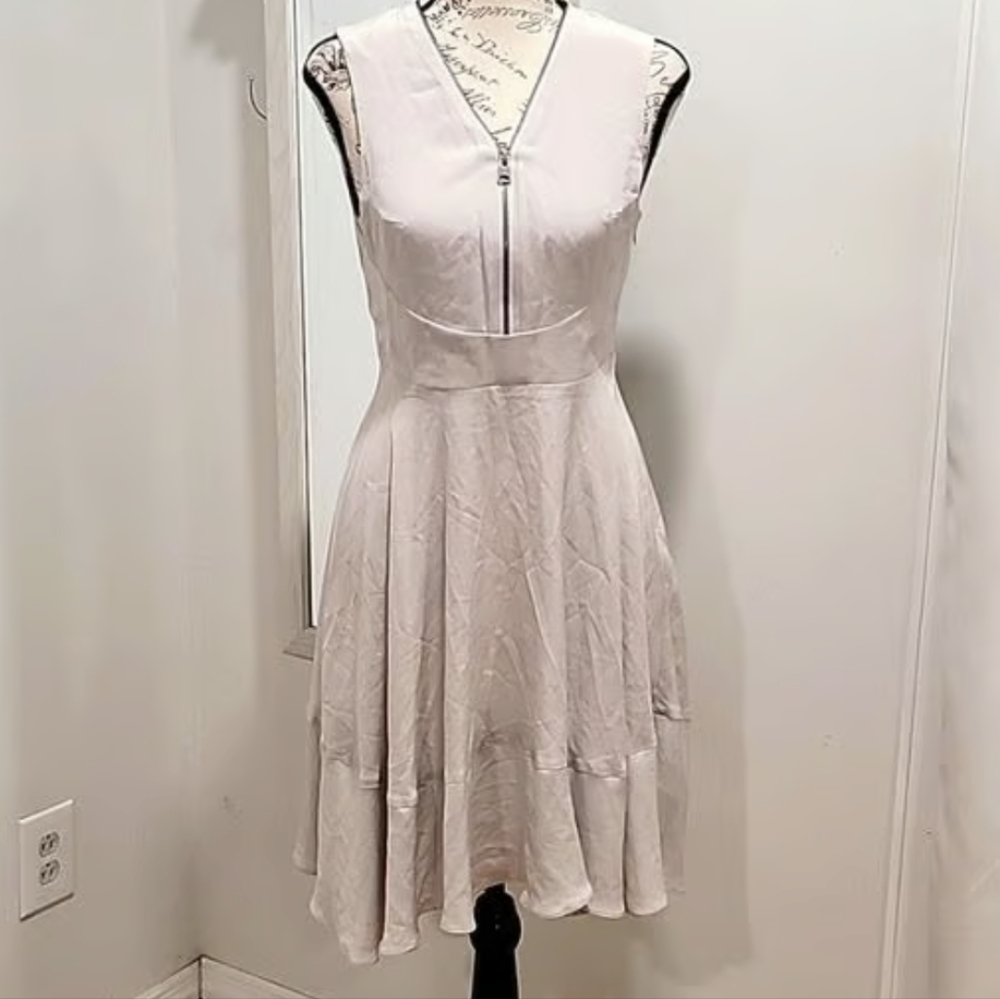 All Saints Silk Cream Fit and Flare Party Cocktail Dress Size 4 - Picture 10 of 10